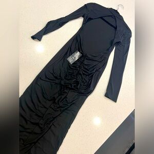 Long sleeve Open back long dress